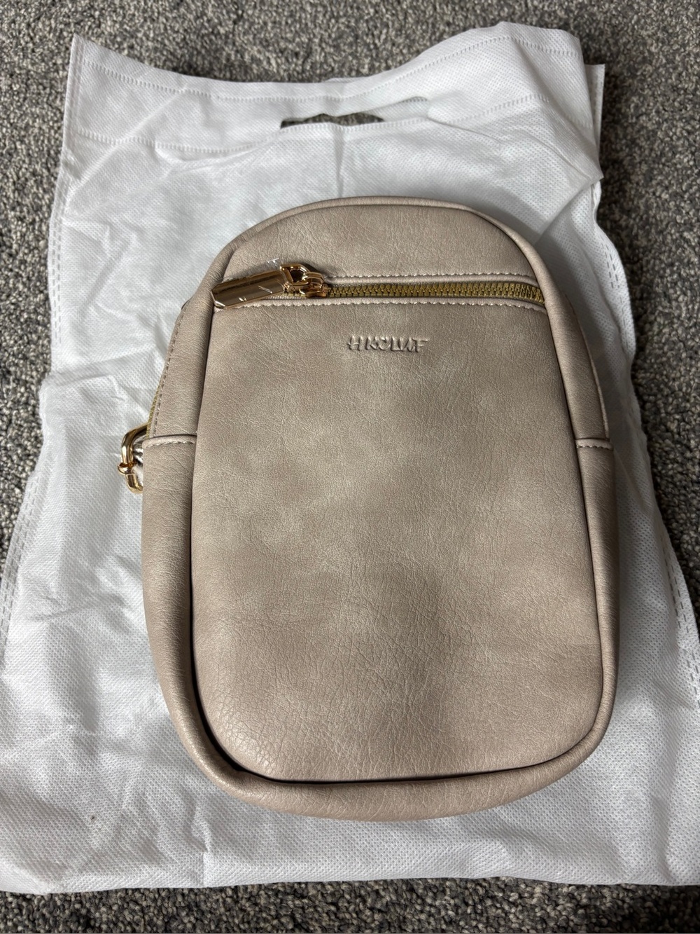 Beige Crossbody Bag - Compact Women's Shoulder Bag